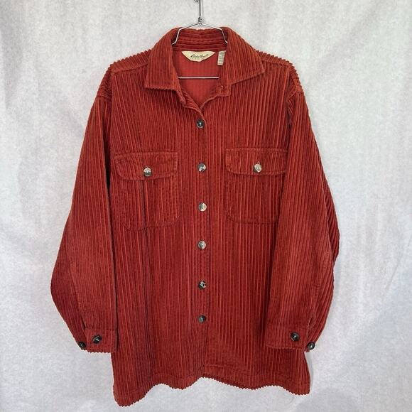 Vintage Eddie Bauer oversize Baggy Chorduroy shirt jacket large - Picture 3 of 11